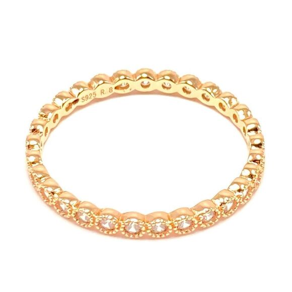 18k Rose Gold Plated Sterling Silver Cubic Zirconia Eternity Ring Size 5 - Picture 2 of 3